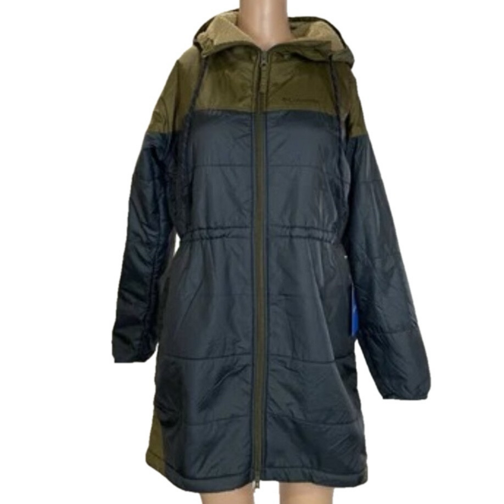 New Columbia Womens Soft Fleece Lined Warm Long Coat Size Xs Black/Olive